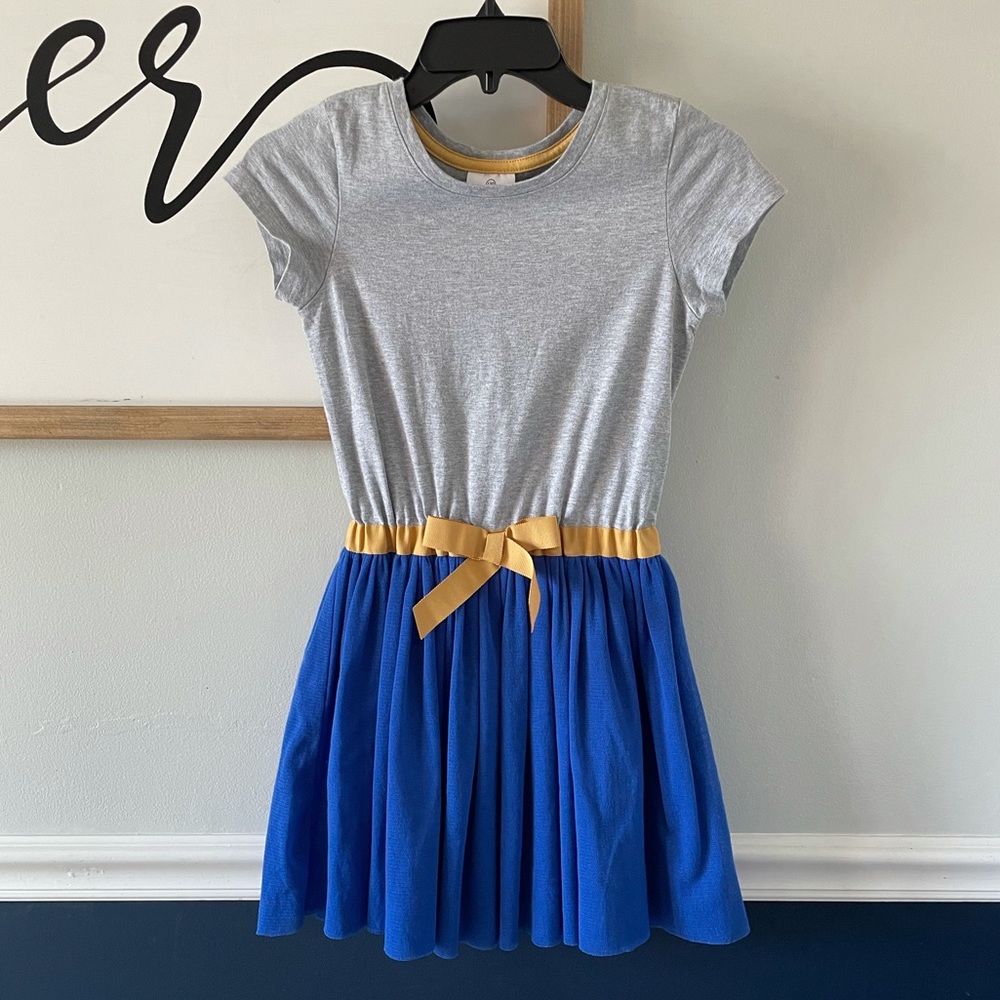 Hannah Andersson Whoosh Dress Gray and Blue Size 8